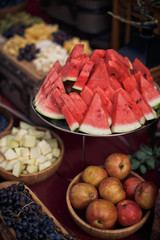 Delicious food on the wedding buffet table