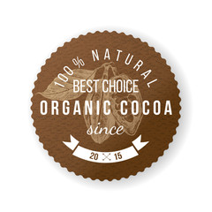 cocoa round label with type design