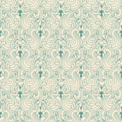 Seamless decorative zentangle graphic pattern on teal background