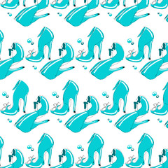Pattern of women shoes blue