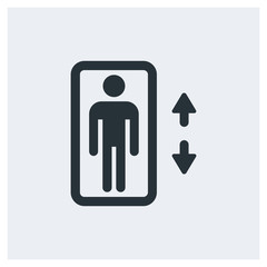 Elevator icon, image jpg, vector eps, flat web, material icon, icon with grey background