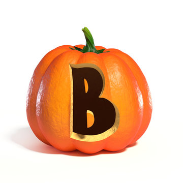 Halloween pumpkin font letter B