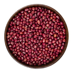 Red Beans in a wooden bowl on the white background
