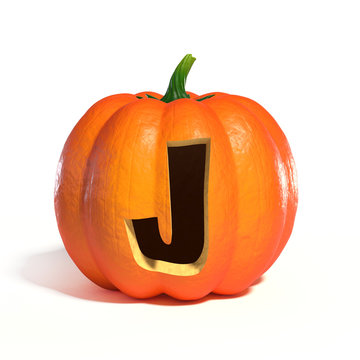 Halloween pumpkin font letter J