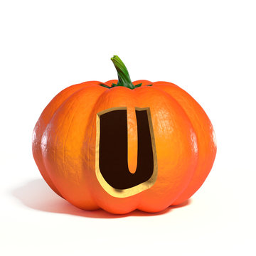 Halloween pumpkin font letter U