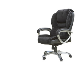 The office chair from black velours Isolated