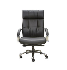The office chair from black leather. Isolated