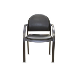 The office chair from black leather. Isolated