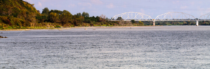 Train bridge over a river 