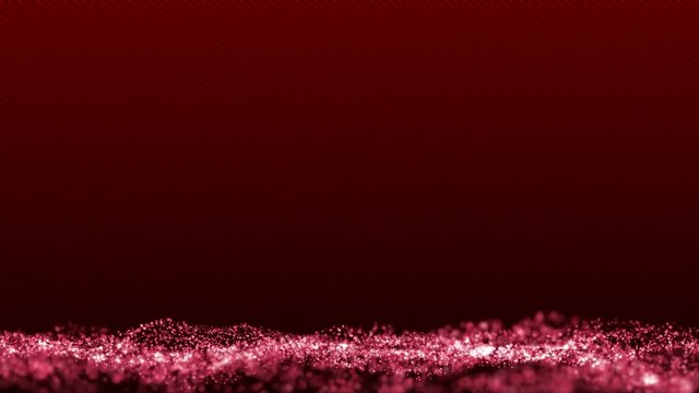 Particle red waves with light showing through. Opening intro title animation rippling waters. Surface water 4K science seamless loop background video.