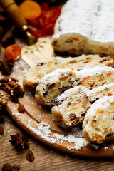 traditional German cake with raisins Dresdner stollen