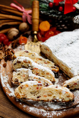 traditional German cake with raisins Dresdner stollen