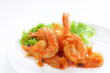 Prawn fried with tempura flour.