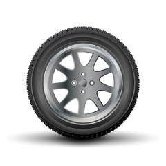 Fototapeta premium Car tire with a disk on a white background.Vector