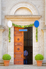 Door of the Cathedral of Pienza, Tuscany