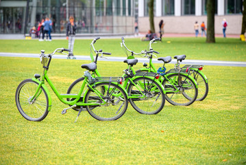 Fototapeta premium Bikes at Museumplein, Amsterdam