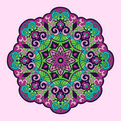 Colorful mandala hand drawn vector illustration