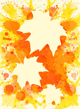 Maple leaves over paint background