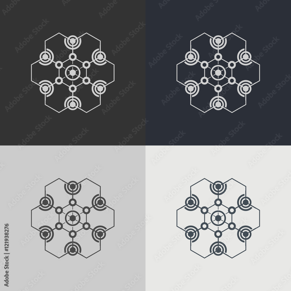 Poster abstract technology element. communication element. science. insignia.