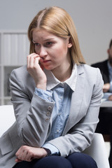 Stressed young applicant before first job interview