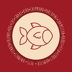 Fish icon. Animal pet cartoon and nature theme. Colorful design. Vector illustration