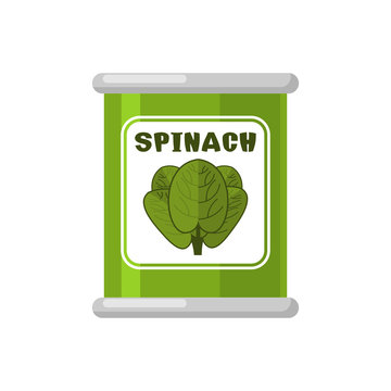 Spinach in tin. Useful Herbs. Green lettuce leaves. Dietary vege