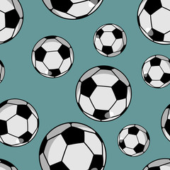 Soccer ball seamless pattern. Sports accessory ornament. Footbal