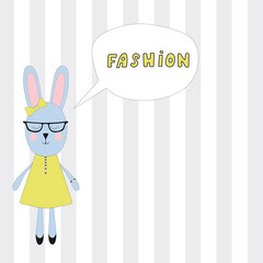 drawn vector. bunnies painted on a striped background.