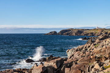 Fototapeta na wymiar Waves Crashing Ashore in Newfoundland