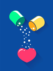 Vector Illustration of Open Capsule with Heart
