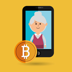 woman smartphone bit coin vector illustration eps 10