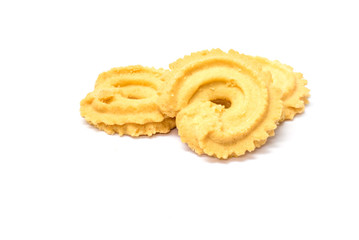 Butter cookies isolated on white background