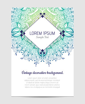 Invitation with hand drawn mandala pattern.