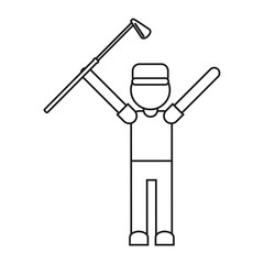 Player holding club icon. Golf sport competition and hobby theme. Isolated design. Vector illustration