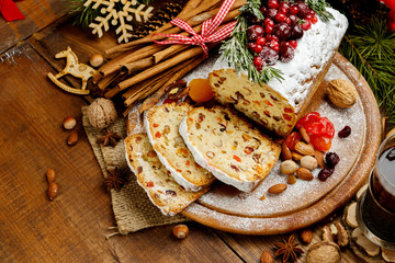 Homemade christmas cake with wild berries