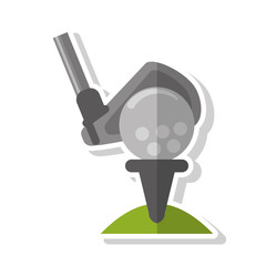 Ball and club icon. Golf sport competition and hobby theme. Isolated design. Vector illustration