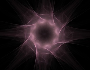 Particles of abstract fractal forms on the subject of nuclear physics science and graphic design. Geometry sacred futuristic