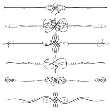 Calligraphic Flourishes Page Dividers Decoration Illustration