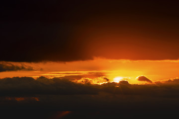 Beautiful sunset with dramatic clouds in the sky