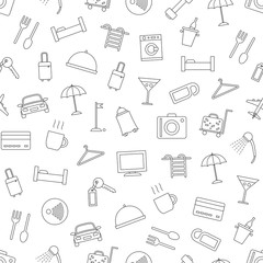 Hotel services pattern black icons
