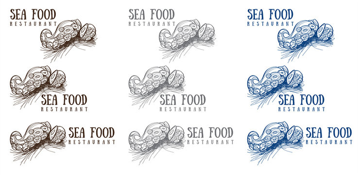 Sea food restaurant icons