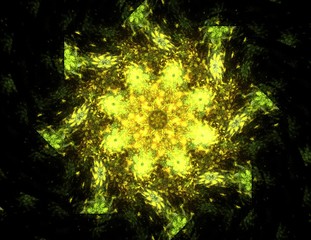 Particles of abstract fractal forms on the subject of nuclear physics science and graphic design. Geometry sacred futuristic