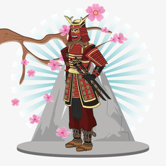 Samurai man cartoon icon. Japan and asian culture theme. Colorful design. Vector illustration