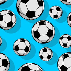 Soccer ball seamless pattern. Sports accessory ornament. Footbal