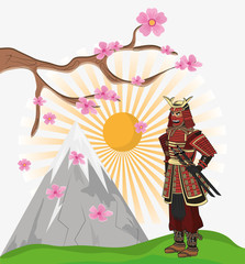 Samurai man cartoon icon. Japan and asian culture theme. Colorful design. Vector illustration