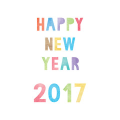 Colorful watercolor on happy new year 2017 text
