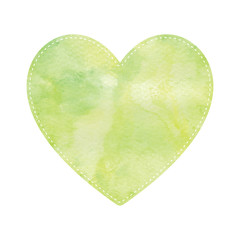 Green and yellow heart on white background