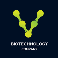 Abstract letter V logo icon vector design.biotechnology molecule atom dna chip symbol.Medicine,science,technology,laboratory,electronics logotype