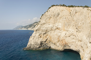 Fototapeta premium Beautiful rocky cliff and cove at Porto Katsiki beach at Lefkada