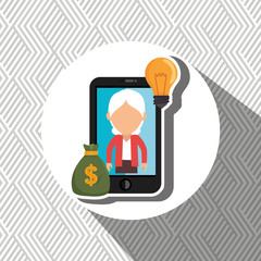 woman smartphone bag money vector illustration eps 10